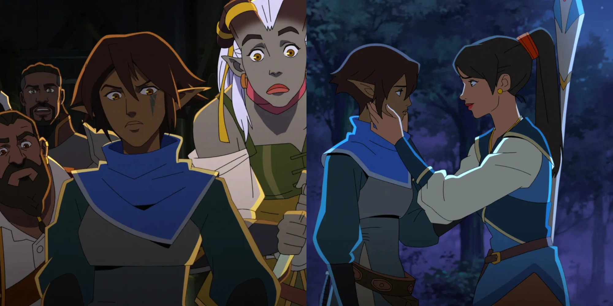 Miriam and her crew facing off against a chained dragon